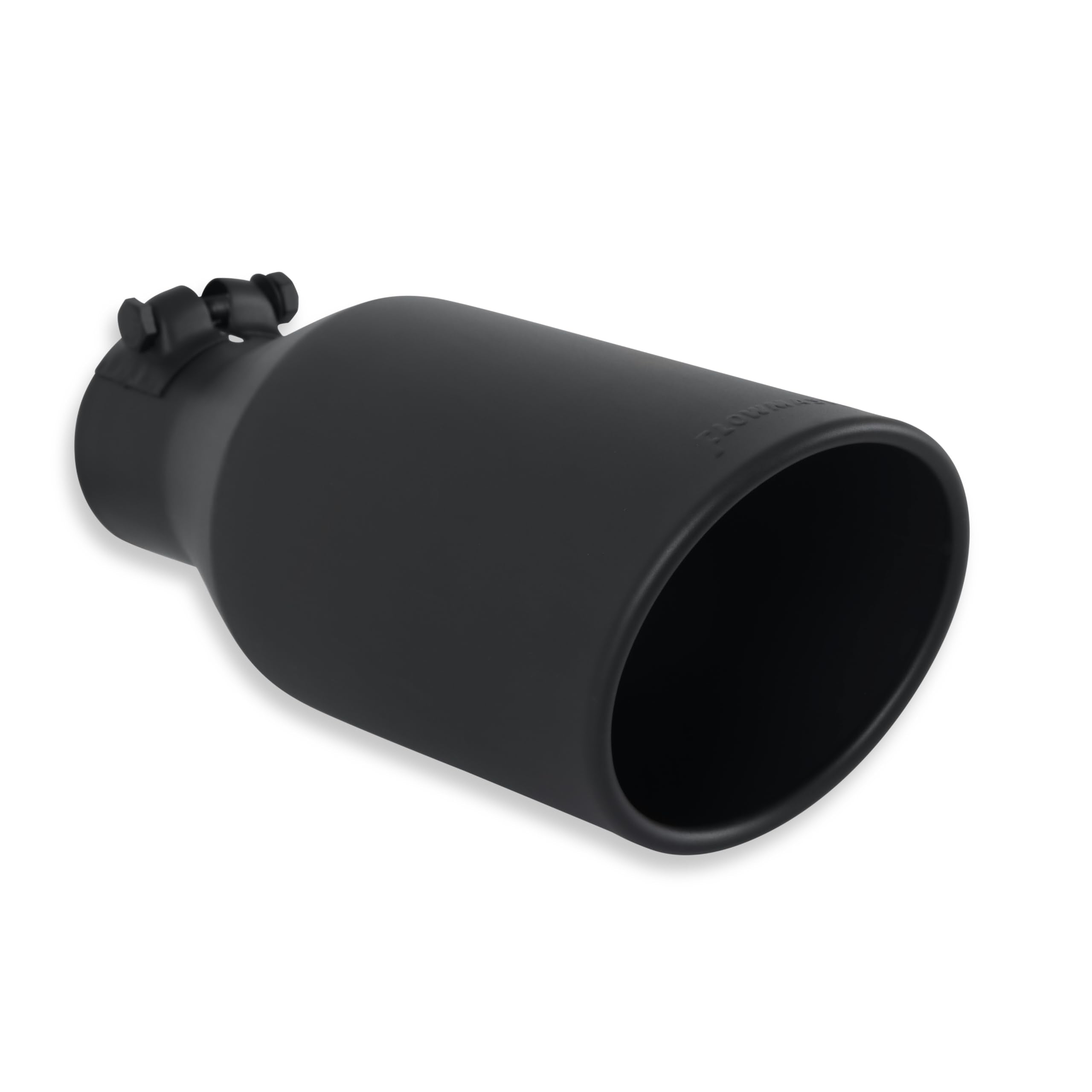 Flowmaster Exhaust Tip 15404B 4.5 Inch Angle Cut Black Ceramic Coated 304 Stainless Steel Fits 2.5 Inch Tubing 11 Inch Long - Clamp On - Sold Individually