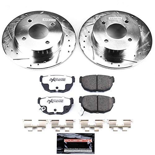 Power Stop K659-26 Z26 Carbon Fiber Brake Pads Rear with Drilled & Slotted Brake Rotors Kit For Nissan 240SX 1989-1998 [Model Specific]