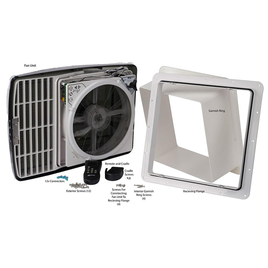 Maxxfan Deluxe Vent, Fan and Vent Cover All in One MAXXAIR - Powerful 10-Speed Reversible Fan with Thermostat, Built-In Rain Cover, Remote Control, Intake & Exhaust Fan, White (00-07000K)