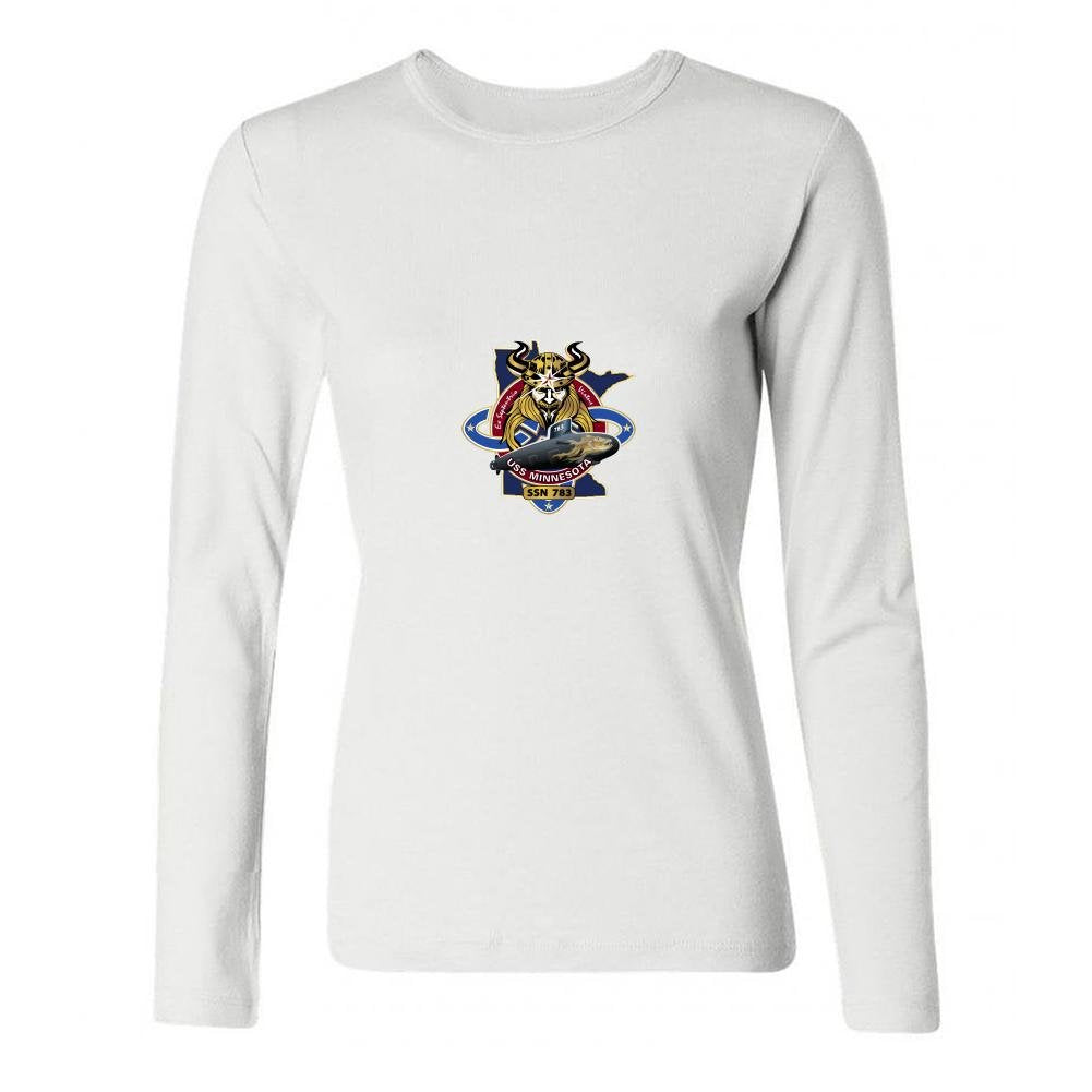 USS Minnesota Women's Logo White L T Shirts Long Short Sleeves