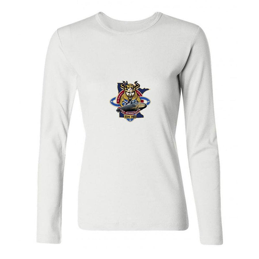 USS Minnesota Women's Logo White L T Shirts Long Short Sleeves