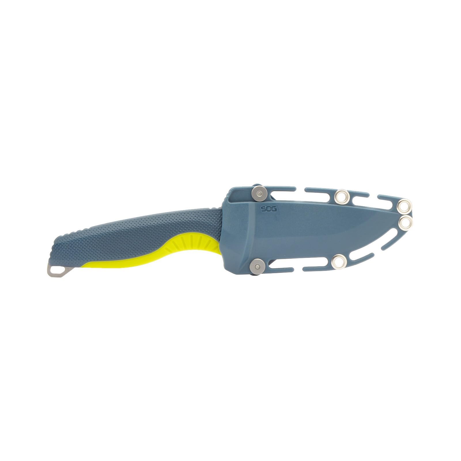 SOG Aegis FX Outdoor Survival Fixed Blade Knife | CRYO 4116 Krupps Steel | GRN Rubber Handle | UMS Sheath, Indigo/Acid Yellow