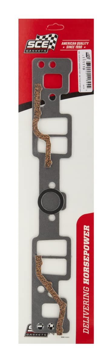 SCE Intake Manifold Gasket SCE Gaskets, 0.062 in Thick, 1.08 x 2.11 in Rectangular Tapered Wall Port, Composite, Vortec Head