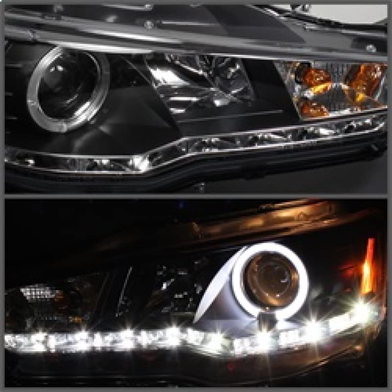 LED Halo Spyder Auto Projector Headlights Black/Clear 5042231