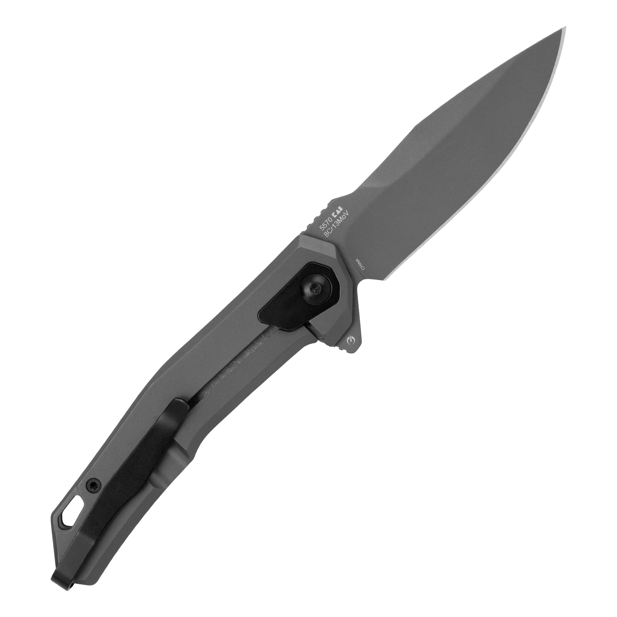 Kershaw Pocket Knife Helitack, Matte Gray Design, 3.26 Inch Stainless Steel Drop Point Blade, EDC with Assisted Opening, Contoured Steel Handle, Everyday Carry Pocket Knife for Men and Women