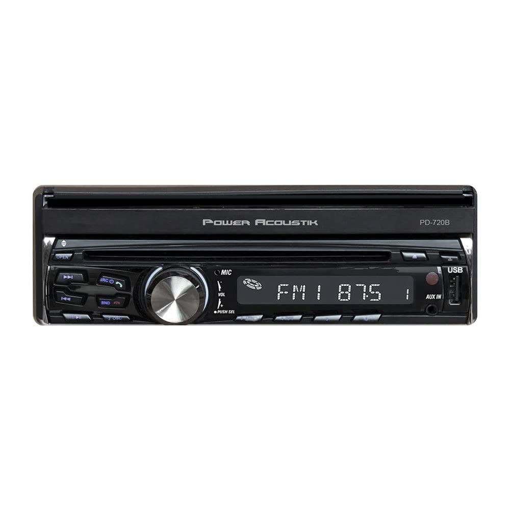 Single DIN Power Acoustik PD-720B with 7-inch Motorized LCD Touchscreen, DVD, CD/MP3 Car Stereo and Bluetooth