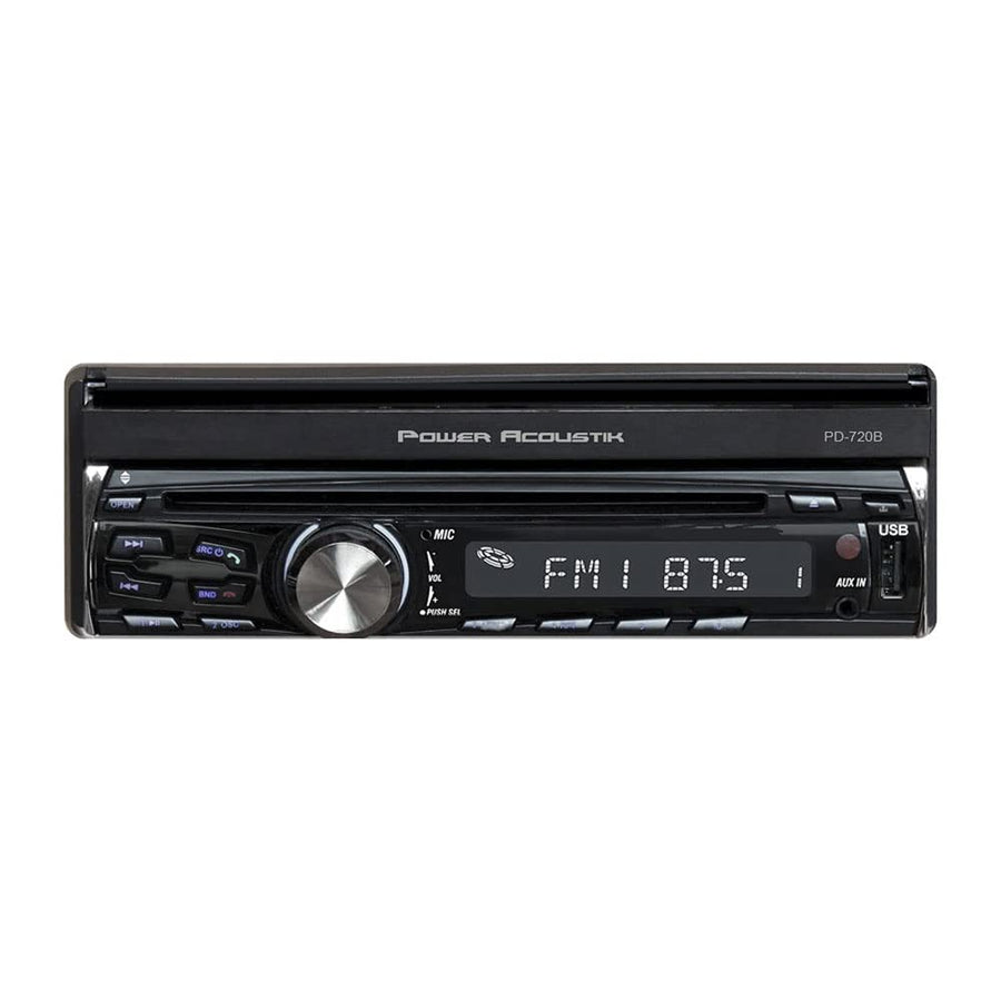 Single DIN Power Acoustik PD-720B with 7-inch Motorized LCD Touchscreen, DVD, CD/MP3 Car Stereo and Bluetooth