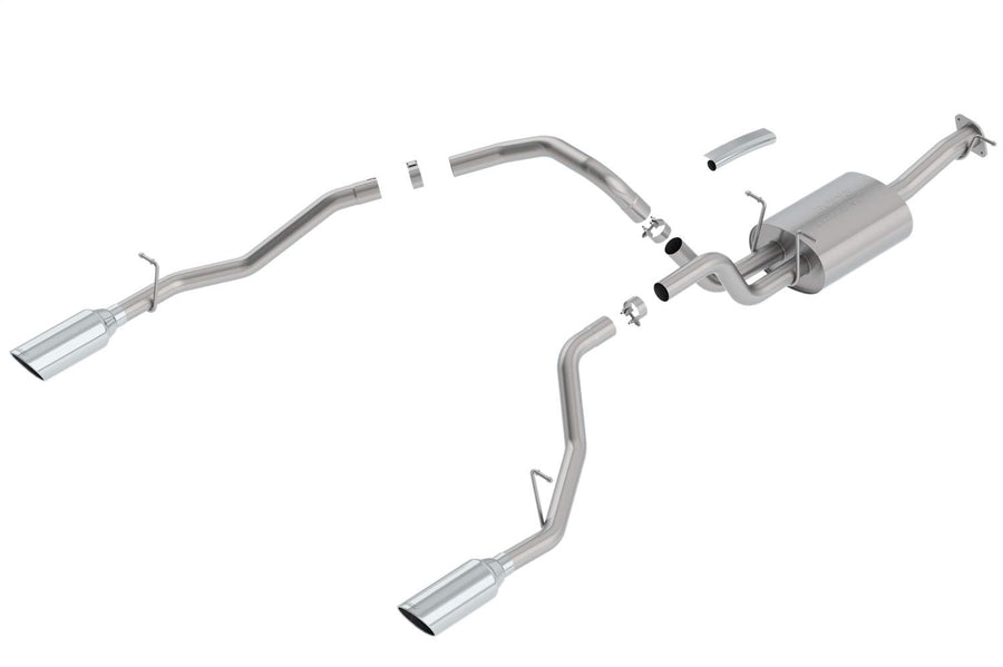 Borla Exhaust System 140758 ; Touring Cat Back System; T-304 Stainless Steel; With Mufflers; 3" Diameter To 2.5": Single Exhaust Dual Exit; 5" Single Round Rolled Angle-Cut Polished