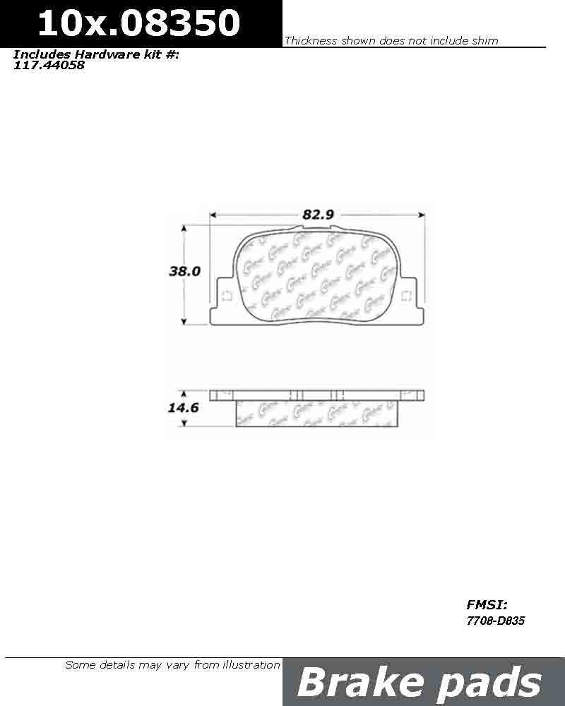Disc Brake Pad Centric 105.08350