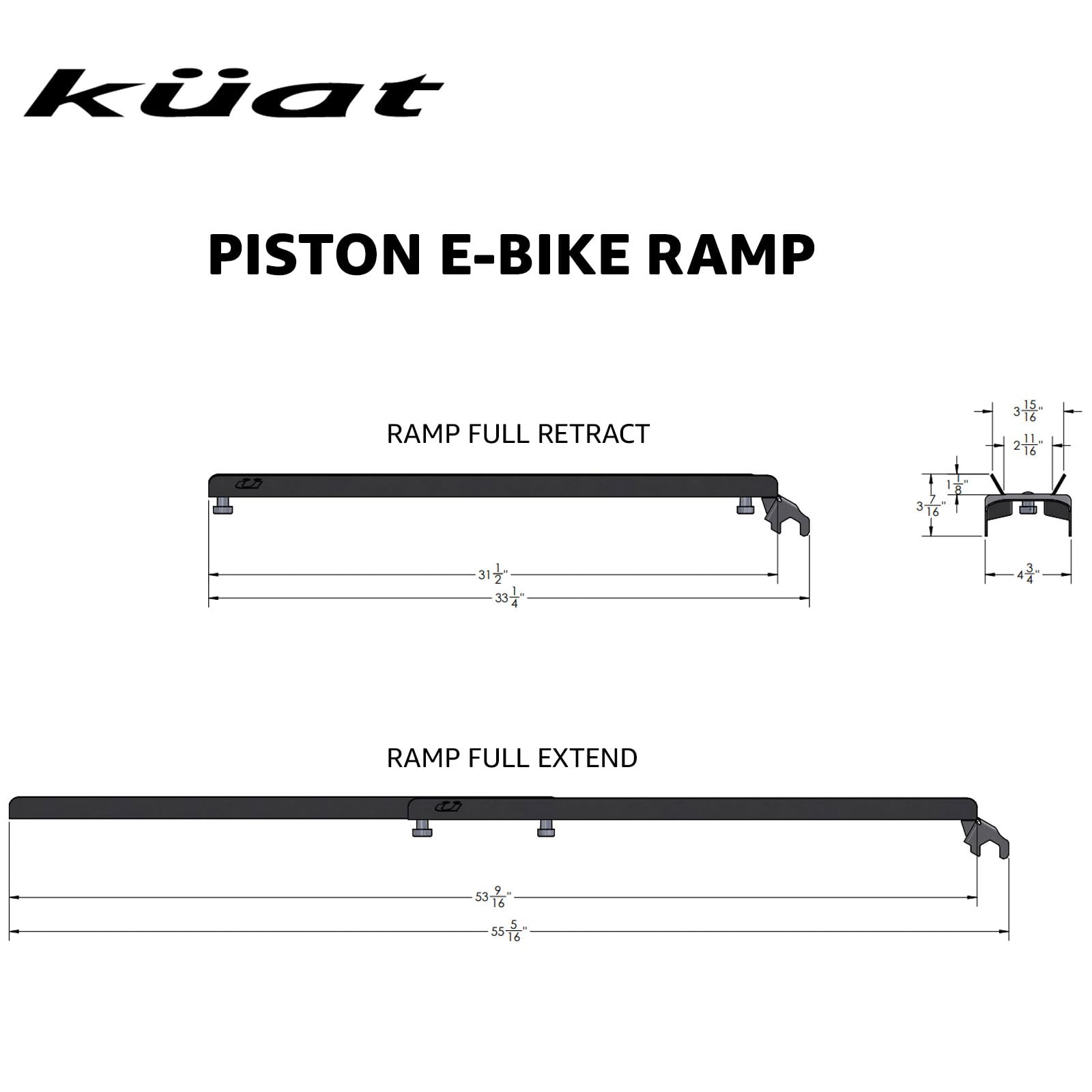 KUAT E-Bike Piston Ramp - Compact Lightweight Rugged Durable Portable Extendable Easy-to-Attach Loading Ramp Compatible with Piston Pro X Rack