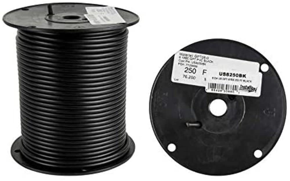 8 Ga Install Bay US GPT All Copper Primary Wire Black - Coil of 250 Ft