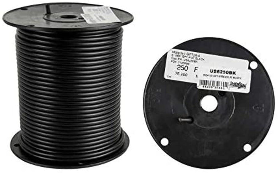 8 Ga Install Bay US GPT All Copper Primary Wire Black - Coil of 250 Ft