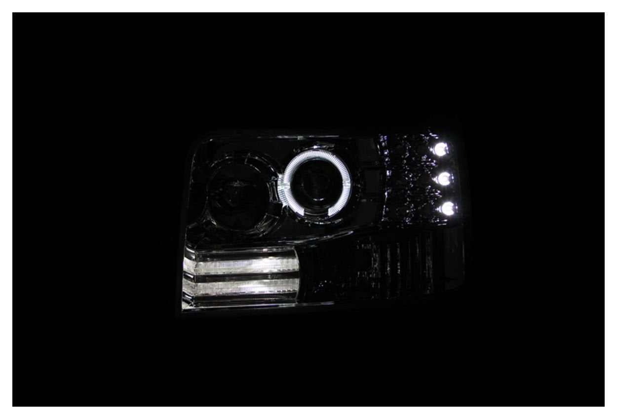 1-Piece ANZO USA Projector Headlight Set w/LED Halo-Black