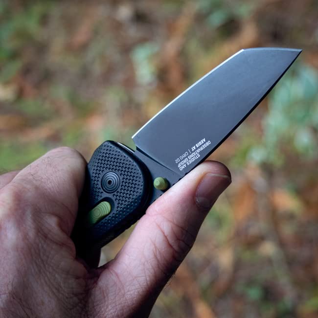 SOG Aegis Tanto Outdoor Pocket Folding Opening Knife, Ambidextrous at-XR Lock with Ergonomic Handle, D2 Steel Blade, Built-in Blade Locking Safety and Spine-Mounted Safety System, Black & Moss