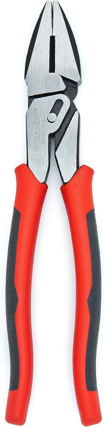 Crescent 9" Dual Material Lineman's Compound Action Pliers - CCA20509, Red