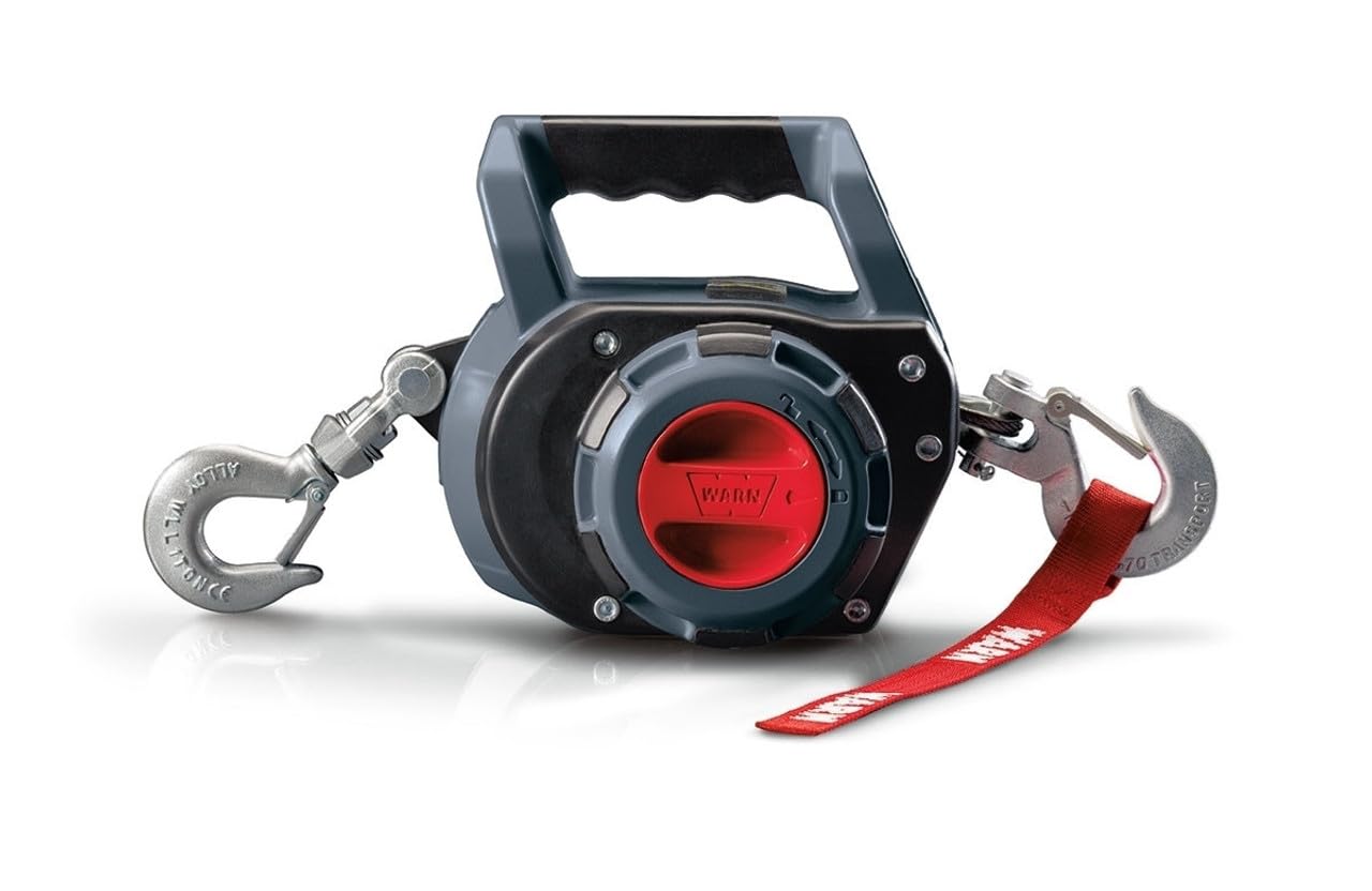 750 lb WARN Drill Winch – Portable Pulling Winch with Synthetic Rope | Drill-Powered Operation | Lightweight, Compact Design with Hook & Controls | Ideal for Trailers, ATVs, UTVs.