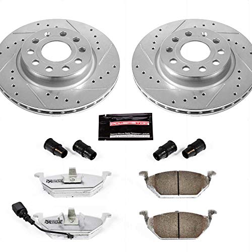 Power Stop K6836-26 Z26 Carbon Fiber Brake Pads with Drilled & Slotted Brake Rotors Kit Front