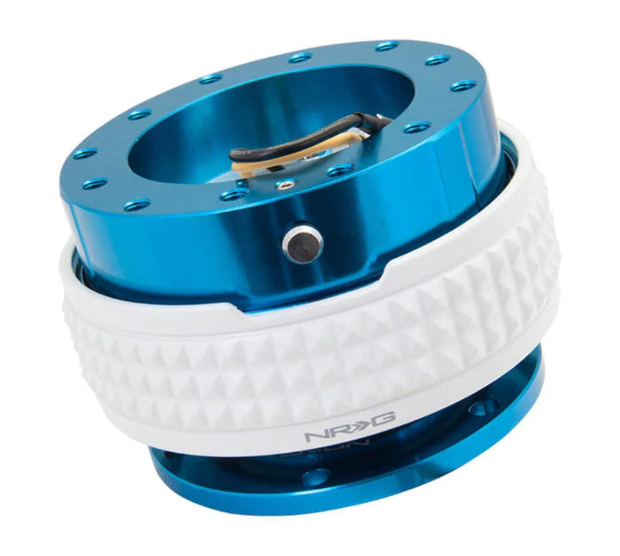 NRG Innovations Gen 2.1 NRG-SRK-210BL-GL Race Steering Wheel Quick Release Kit Adapter, Blue Body/Glow in the Dark Pyramid Ring, 6x70 and 6x74mm Bolt Patterns