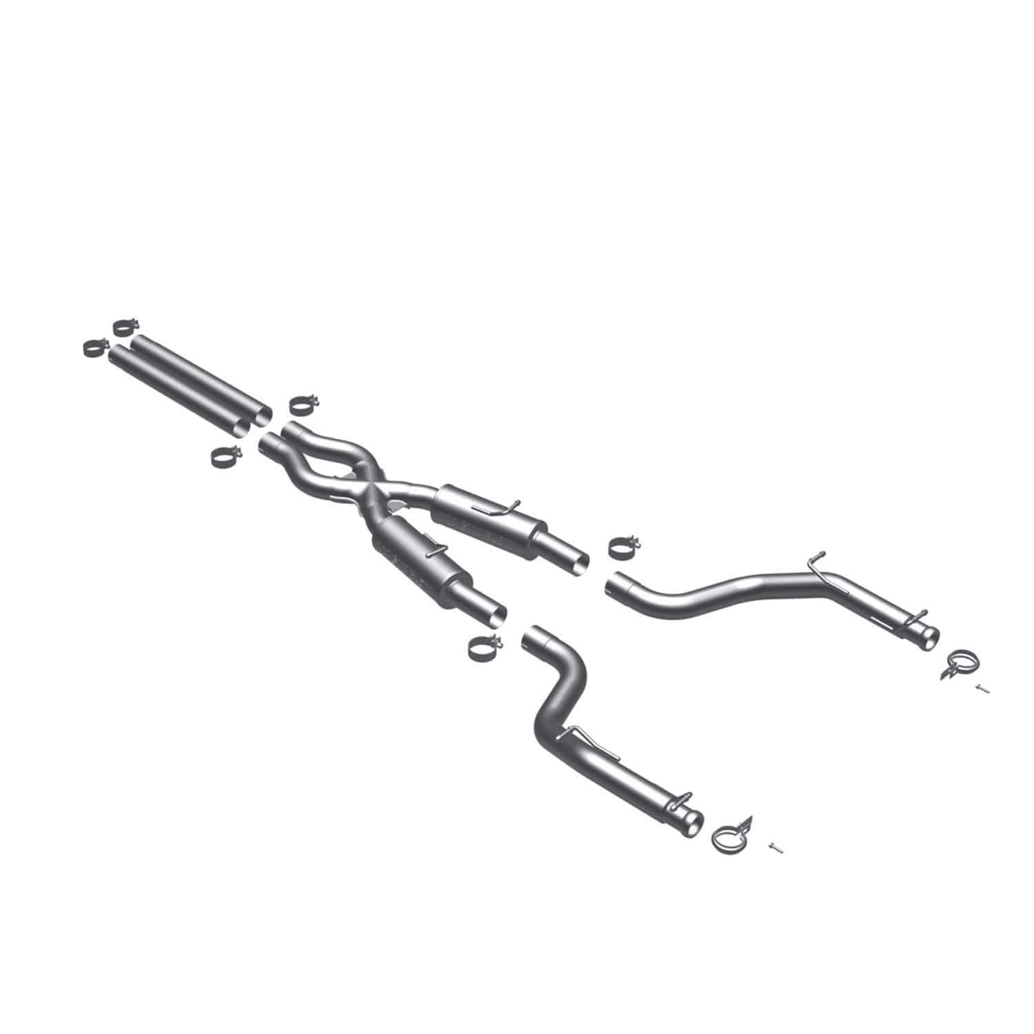 Cat-Back MagnaFlow Performance Exhaust System 16886 - Competition Series, Stainless Steel 3in Main Piping, Dual Split Rear Exit, Dual Satin Finish Mufflers - Challenger Performance Exhaust Kit