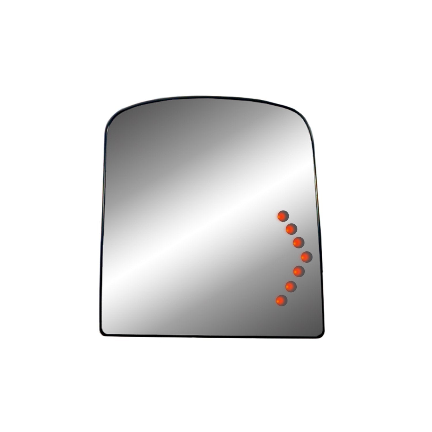 Heated Mirror Glass Passenger Side w/backing plate, Chevrolet Avalanche, Silverado, GMC Sierra, Suburban, Yukon, Tahoe, Sierra, 8"x7 1/4"x10", Towing Mirror top lens, LED Arrow signal
