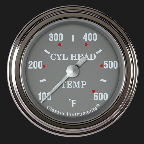 Silver Gray Classic Instruments 2-1/8" Cylinder Head Temperature Gauge SG197SLF