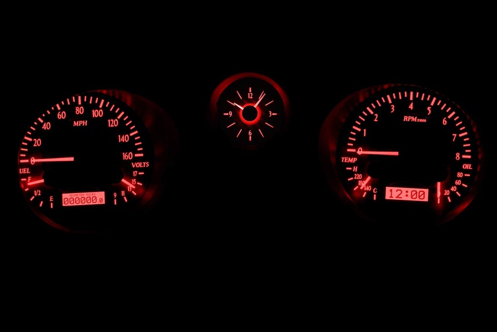 Dakota Digital VHX System-Analog Clock Compatible with 1969 Chevy Chevelle/El Camino Carbon Fiber Style Face w/Red Display