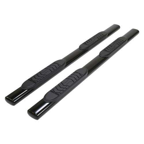 Toyota Tacoma TrailFX Double Cab 2005–2023 Oval 5-Inch Straight Side Bars Black Powder Coated Steel with Step Pads Rocker Panel Mount Set of 2 Truck Nerf Bars A7009B