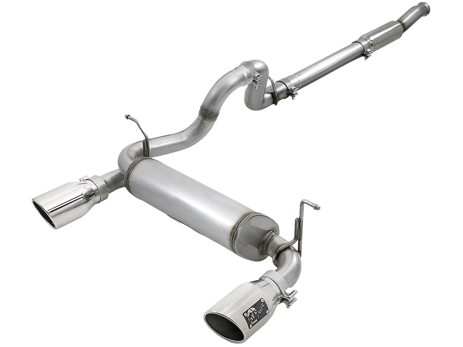 Rebel Series aFe Power 49-48096-P 3 IN to 2-1/2 IN 409 Stainless Steel Cat-Back Exhaust w/Polished Tip, fits Jeep Wrangler (JL) 18-21 L4-2.0L (t)