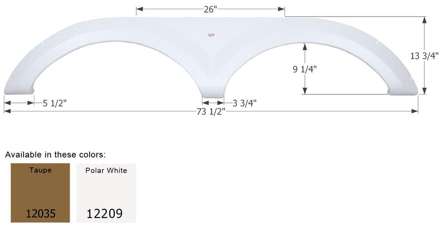 Tandem Axle Fender Skirt ICON 12209 FS2035 for Keystone - Polar White