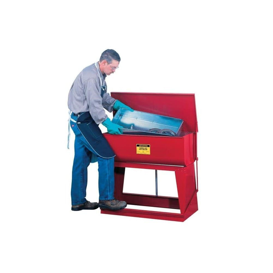 18-Gauge Justrite Coated Steel Floor Standing Rinse Tank, 22 Gallon Capacity, 35-1/4" Length x 16" Width x 12" Depth, Red