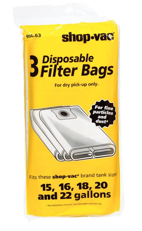 16 To 22 Gallon Shop Vac Disposable Filter Bags 3 Count