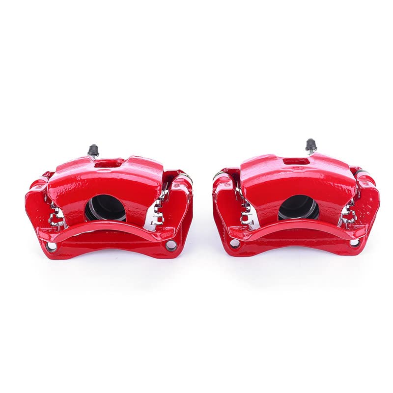 Power Stop S2048 Front Pair of High-Temp Red Powder Coated Calipers For Chevrolet Prizm 1998-2002, Toyota Corolla 1998-2002 [Model Specific]