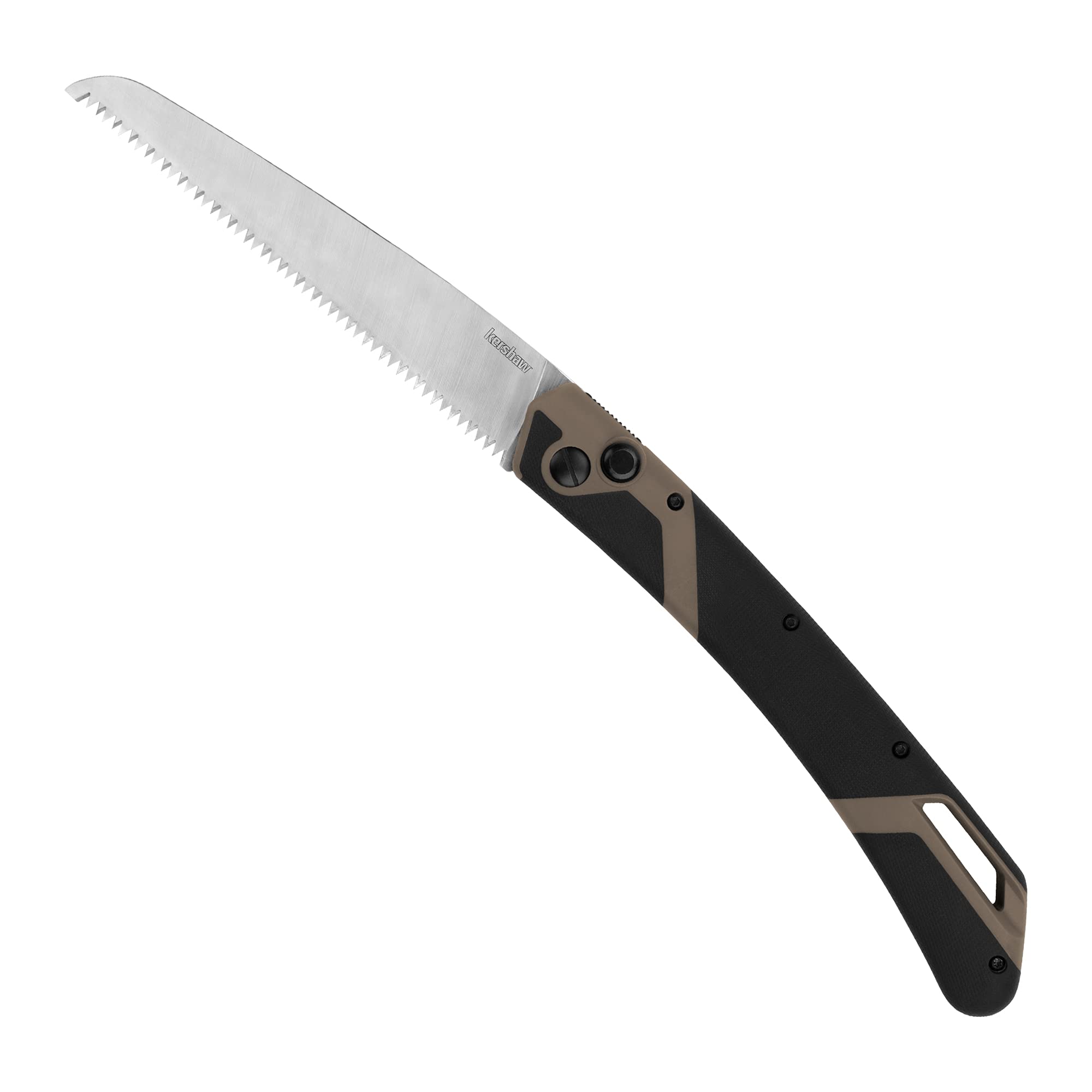 Kershaw Saw Taskmaster 2, 7" Serrated Blade, Outdoor Compact Folding, Push-Button Opening Lock, Tan