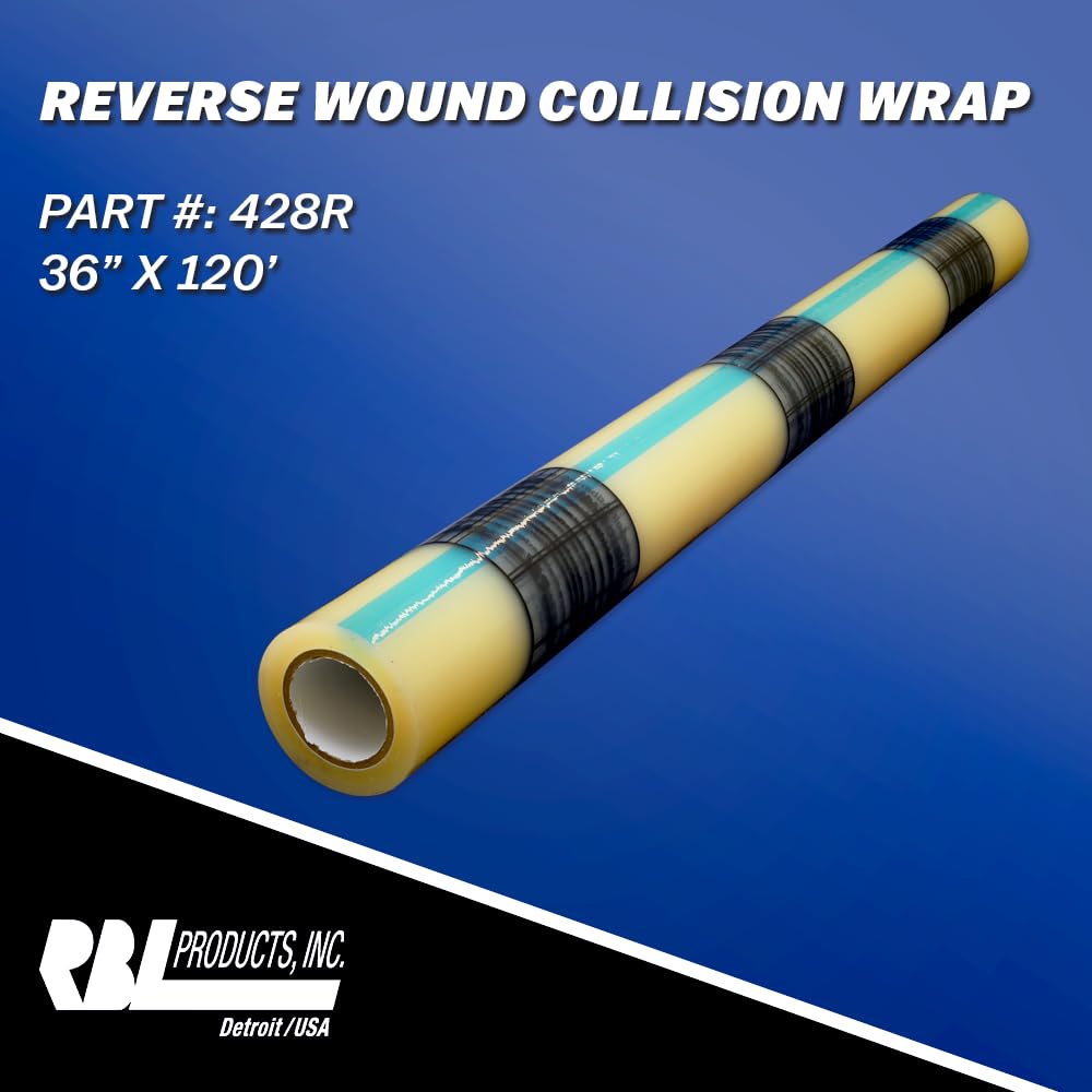 Collision Wrap Film RBL Products 428R 36" x 120' – Self-Adhesive Protective Plastic Film for Damaged Vehicles – UV Resistant, Clear Auto Wrap Barrier