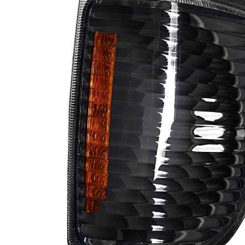 Black Housing SPEC-D TUNING Clear Lens Headlights + Corner Lights Compatible with 1992-2006 Ford E150 E250 E350 E450 E550 Econoline Van L+R Pair Head Light Lamp Assembly