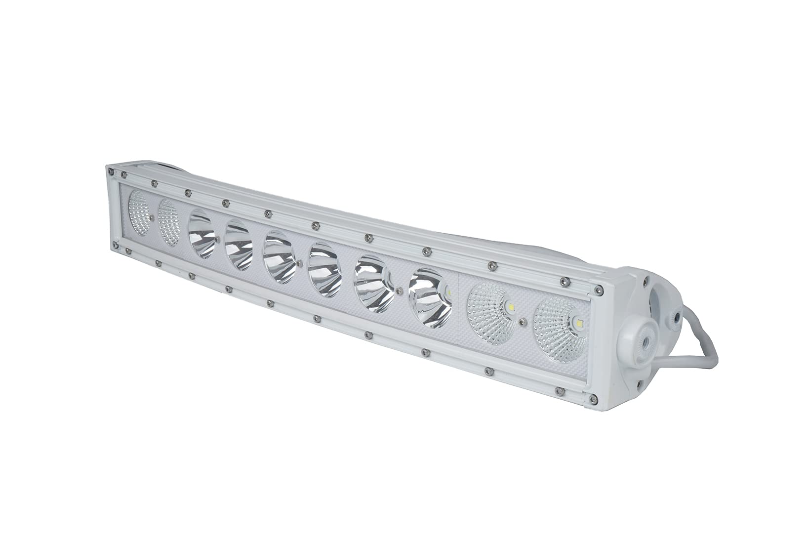 Race Sport Lighting 22.5inch MS100WCWA Single Row Marine Grade Wrap Around White Shell Light Bar with 100-Watt 10 x 10W High Intensity OSRAM LEDs