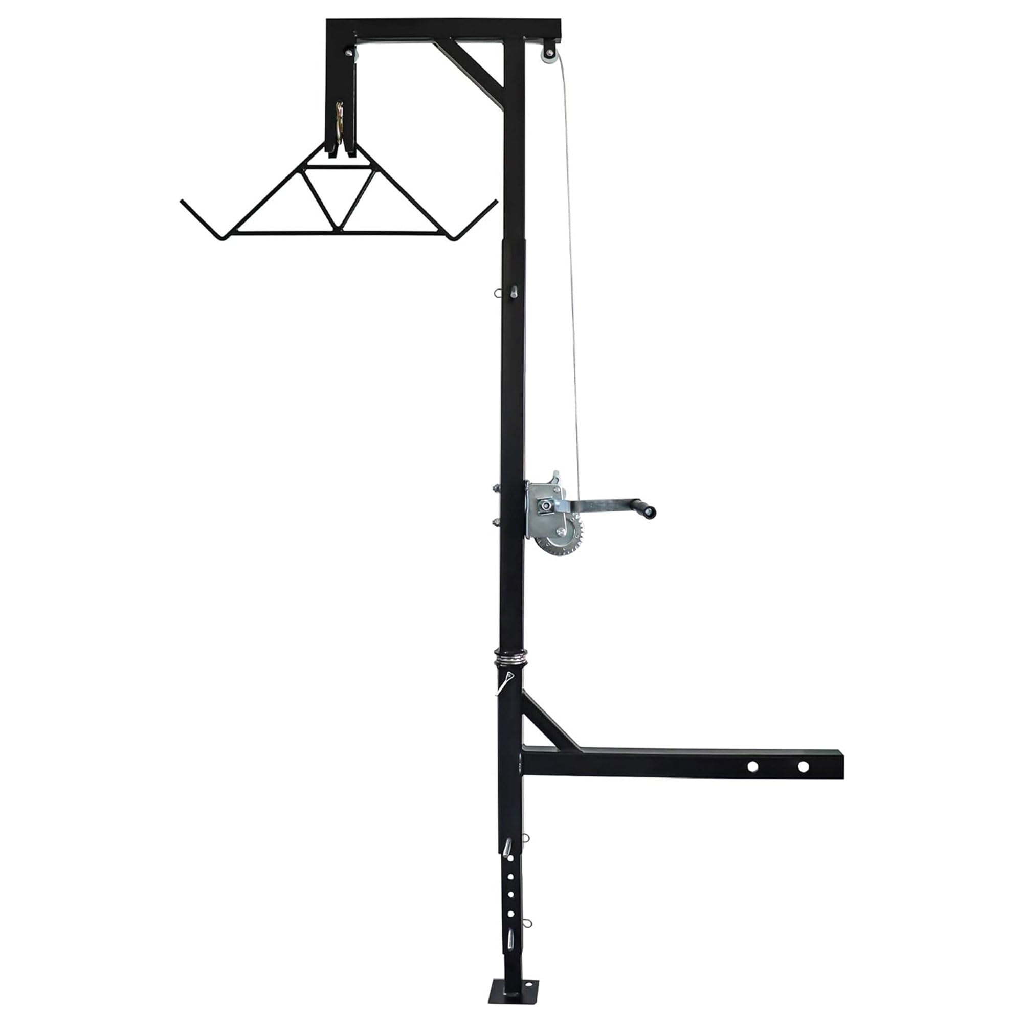 HME Game Hoist Truck Hitch Complete Kit with Winch and Gambrel, 400 lb Capacity - Hunting Game Skinning and Cleaning Accessory with 360-Degree Swivel Shaft and Adjustable Height