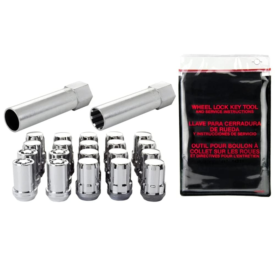 McGard Chrome SplineDrive Wheel Installation Kit (M12 x 1.5 Thread Size) - for 5 Lug Wheels, 16 Lug Nuts / 1 Install Tool / 4 Locks / 1 Key