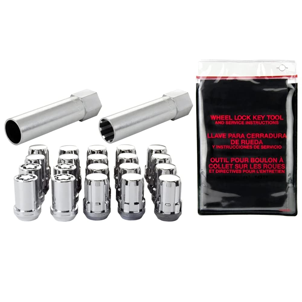 McGard Chrome SplineDrive Wheel Installation Kit (M12 x 1.5 Thread Size) - for 5 Lug Wheels, 16 Lug Nuts / 1 Install Tool / 4 Locks / 1 Key
