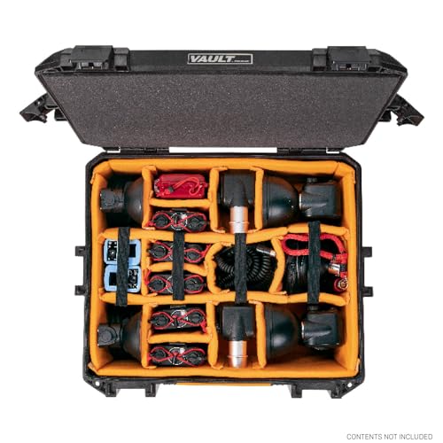 Vault Pelican - V600 Multi-Purpose Hard Case with Padded Dividers for Camera, Drone, Equipment, Electronics, and Gear (Black)
