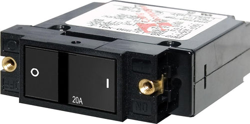 7404 Blue Sea Single Pole Small Case 2 Flat Rocker Circuit Breaker - 20 Amp