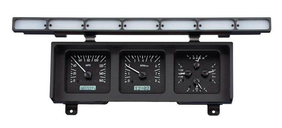 Dakota Digital VHX System-Black Alloy Style Face w/White Display Compatible with 1980-86 Ford Pickup