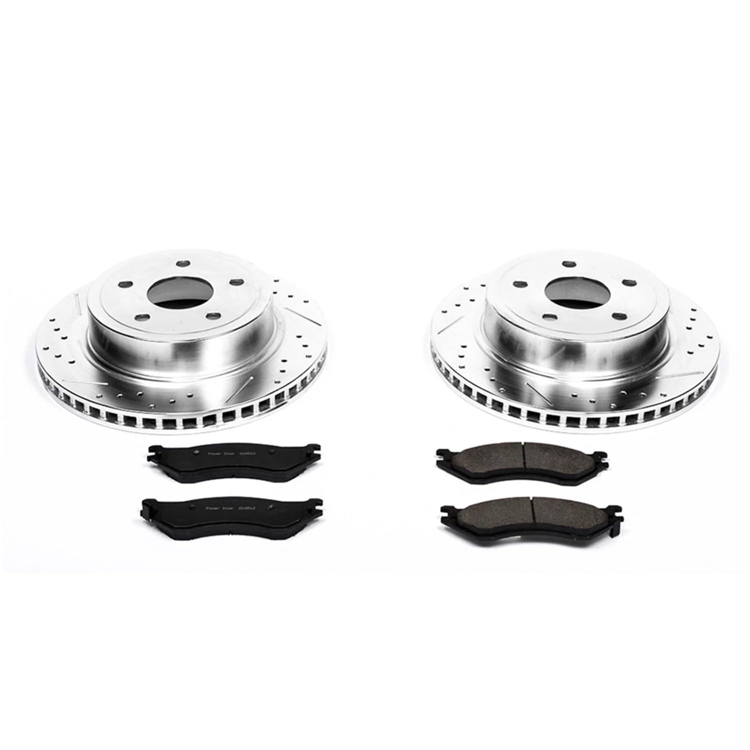 Power Stop K5144 Z23 Carbon Fiber Brake Pads Rear with Drilled & Slotted Brake Rotors Kit For Dodge Ram 1500 2004-2006 [Model Specific]