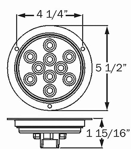 Optronics 4" Round Red Sealed LED Light with STL42RBP Mounting Flange