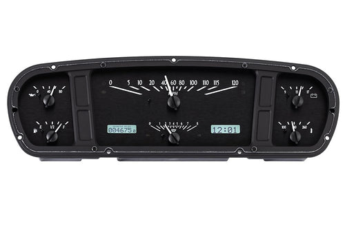 Dakota Digital VHX-65F-PU-K-W Analog Dash Gauge System with Compatible 1965-66 Ford Custom Cab Pickup, Black Alloy Style, White Backlighting