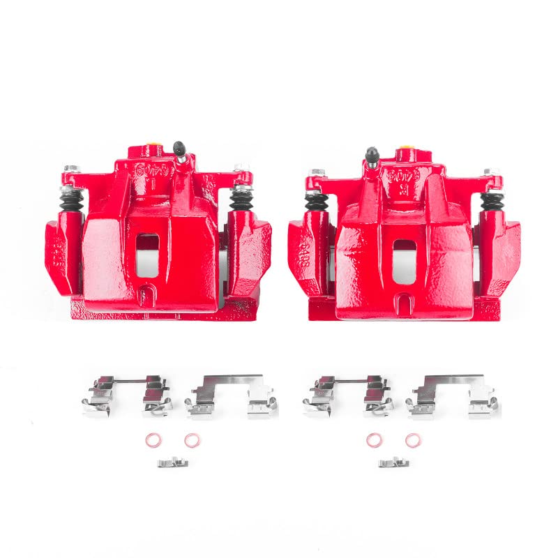 Power Stop S2874 Front Pair of High-Temp Red Powder Coated Calipers