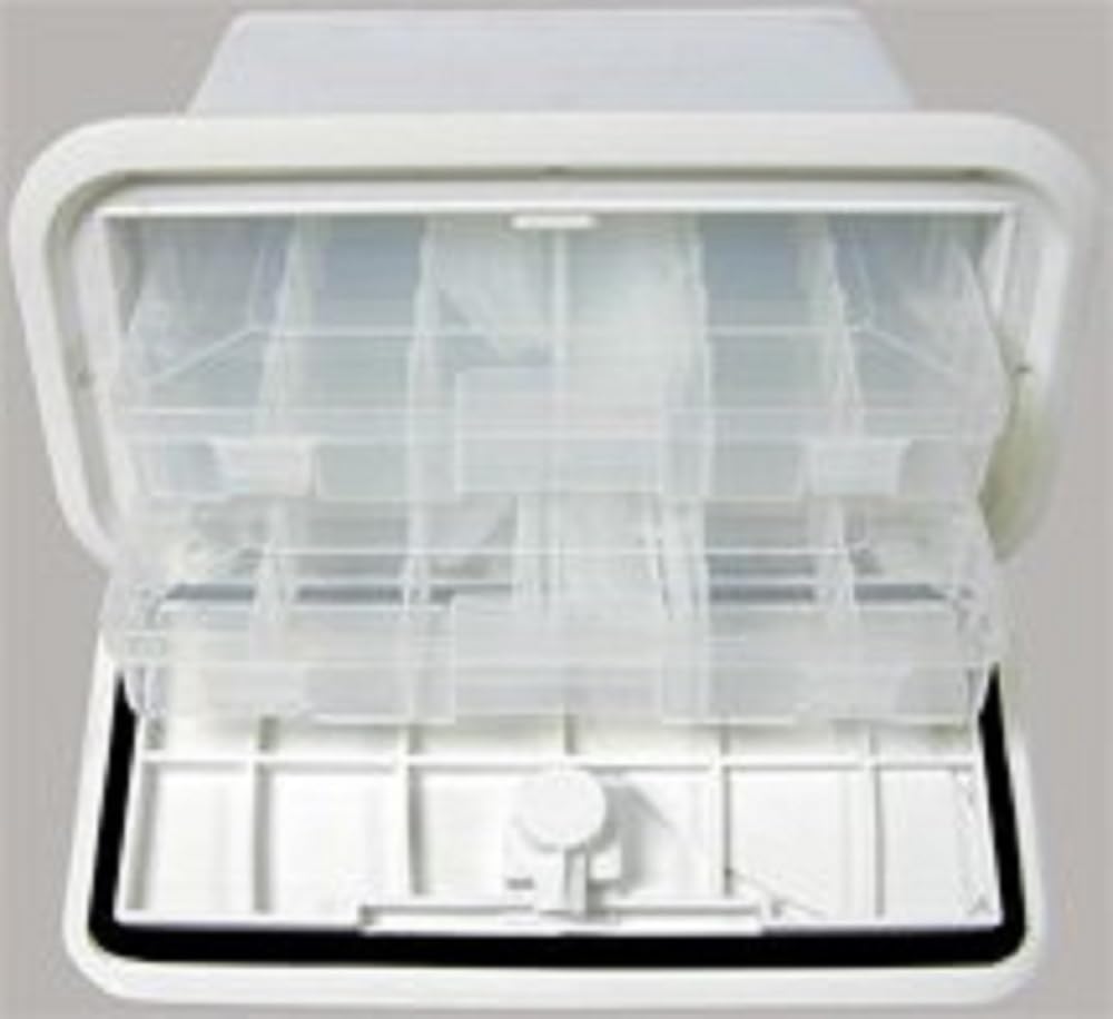 T-H Marine Tackle Trays Center | Boat Fishing Tackle Storage Hatch with 4 Trays | 7" x 14", Polar White
