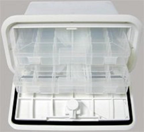 T-H Marine Tackle Trays Center | Boat Fishing Tackle Storage Hatch with 4 Trays | 7" x 14", Polar White