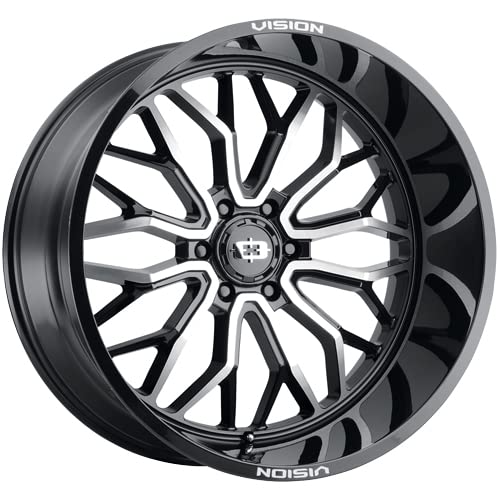 402 RIOT Vision Custom Wheel - 24x12, -51 Offset, 6x139.7 Bolt Pattern, 106.2mm Hub - Gloss Black with Machined Face Rim