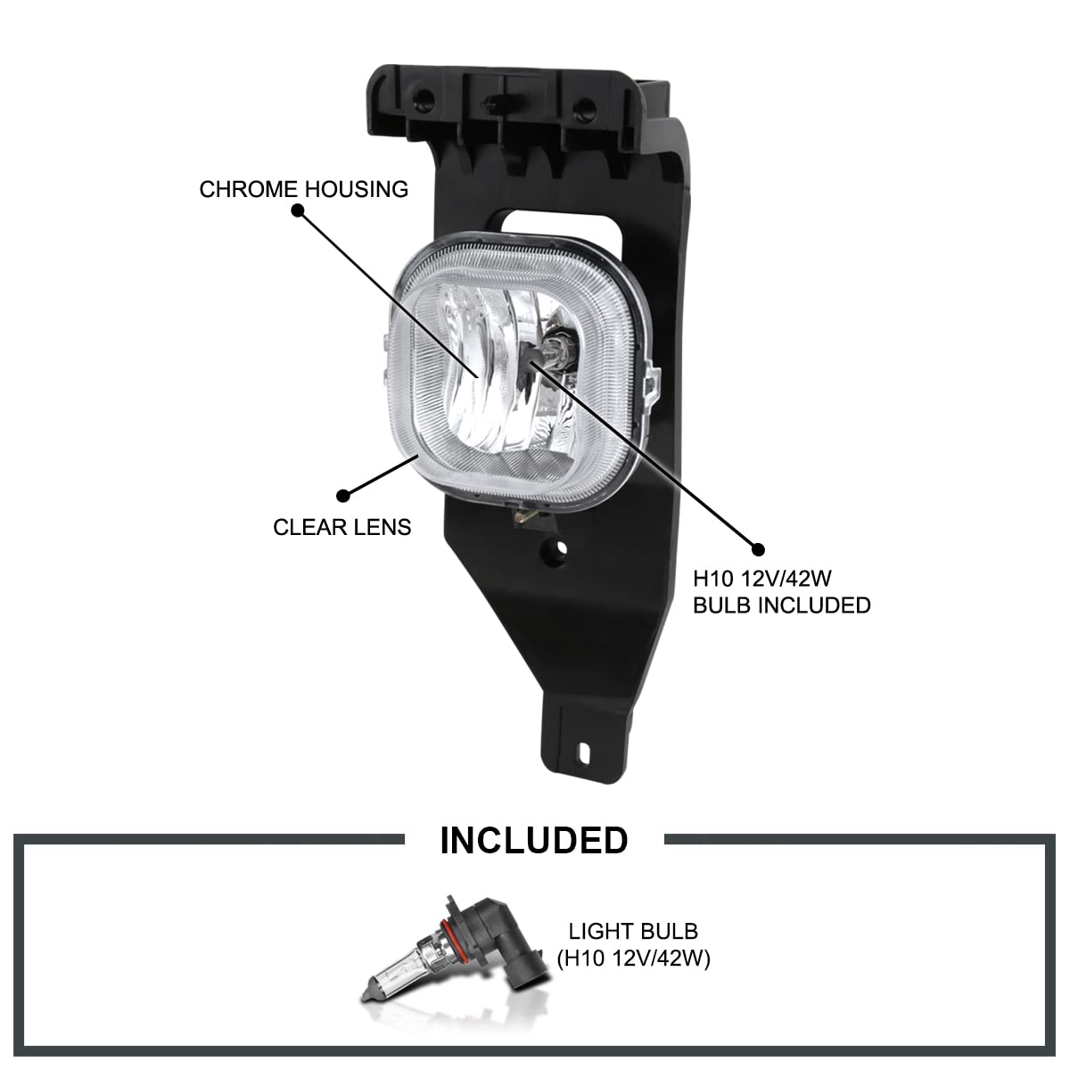 Fog Lights Spec-D Tuning Clear Lens +H10 Bulbs Compatible with Ford F250 F350 Super Duty 2005-2007, 2005 Excursion, L+R Pair Assembly